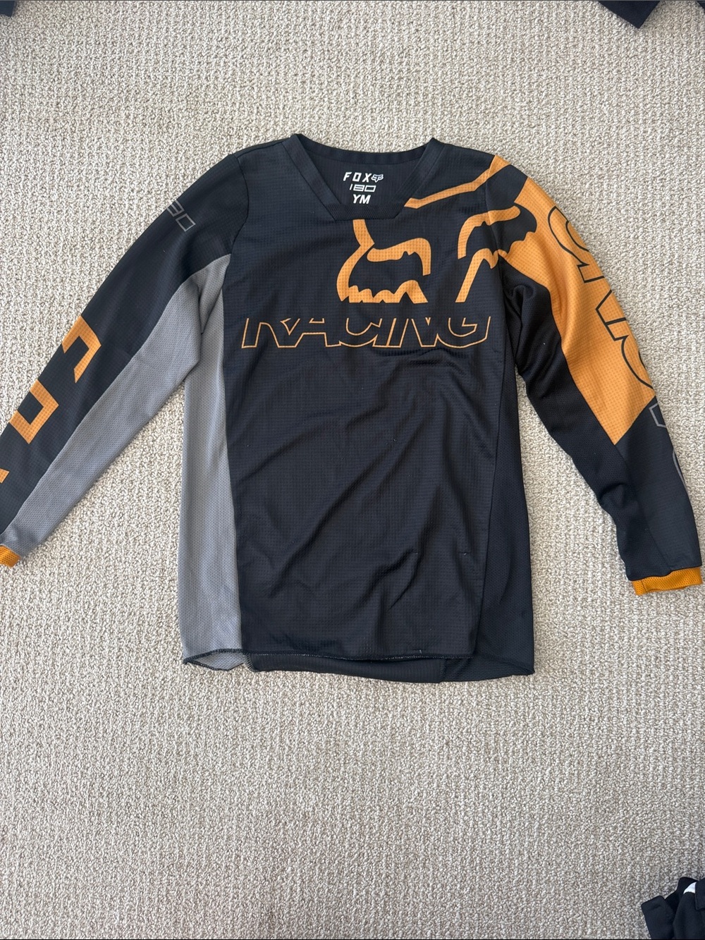 Fox Black, Orange & Gray Long-Sleeve Racing Jersey